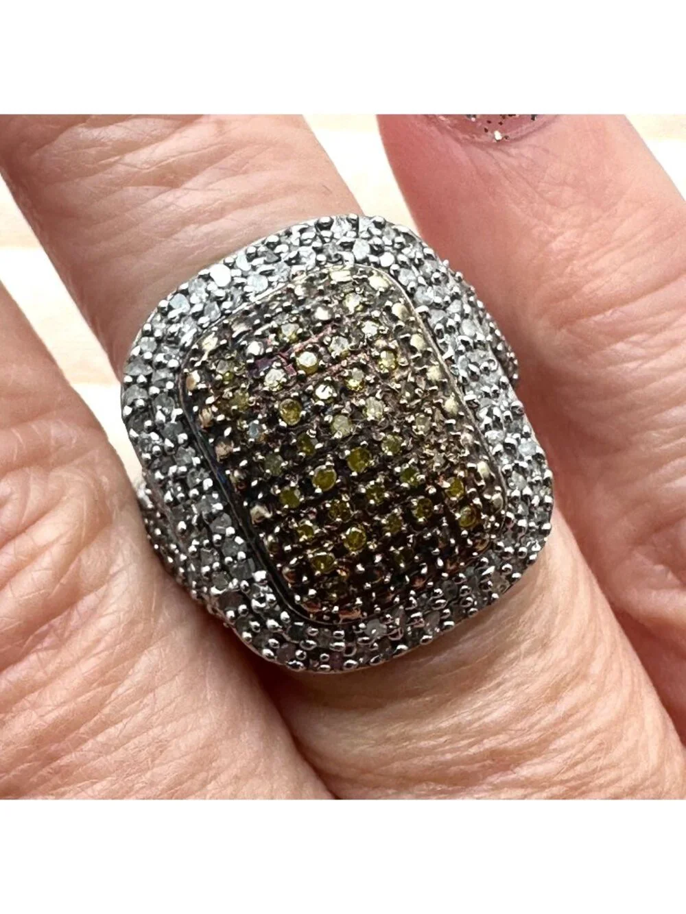 Chuck Clemency Ring Champagne Diamond Size 7 Designer Statement Jewelry